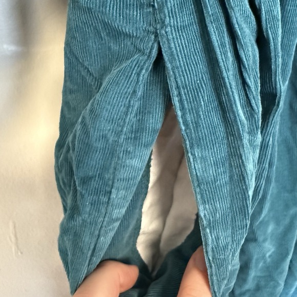 Vtg Eddie Bauer Teal Blue Large Petite Corduroy Button Up Dress Preppy Academia - Picture 5 of 8